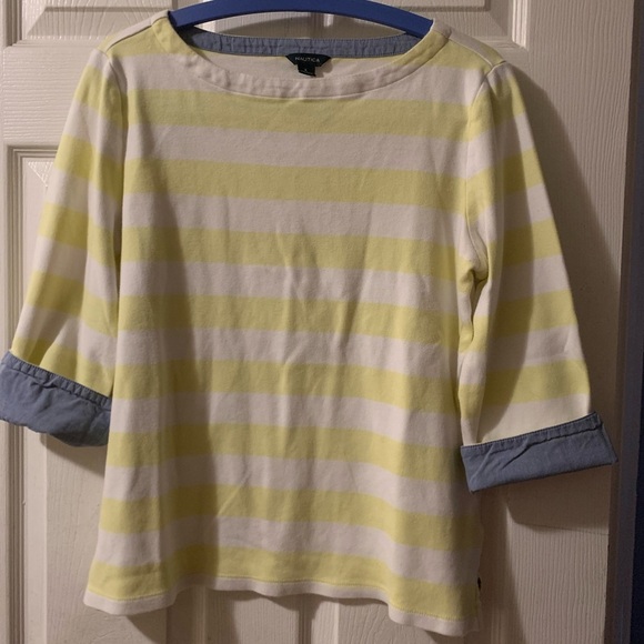 Nautica Striped Yellow and White Women's Top - Picture 8 of 8